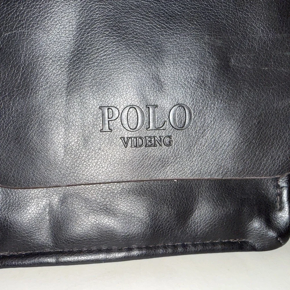 Polo Videng Leather Messenger Bag Men Shoulder Sling Crossbody Flap Briefcase